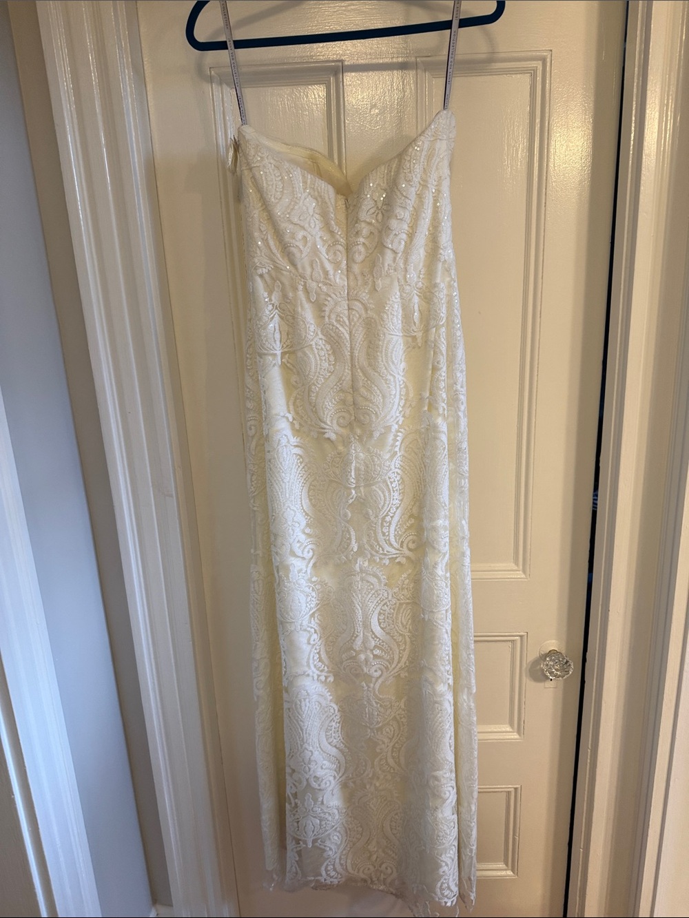 Jenny Yoo Bridal Gown size 10 Strapless Ivory Lace Gown sequins bride long maxi - Picture 8 of 16